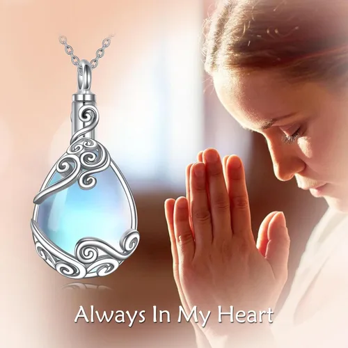 Miniatura 6 de YAFEINI Collares de urna para cenizas de plata de ley 925, joyería de cremación para cenizas, joyería de memoria para mujeres y hombres Piedra lunar