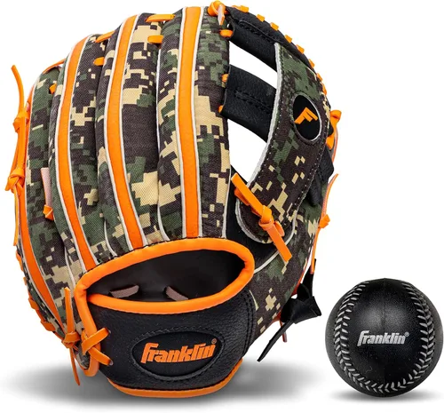 Miniatura 11 de Franklin Sports Kids Baseball Gloves - RTP Youth Teeball Glove + Ball Set - Boys + Girls Teeball Mitt - 9.5" Negro/Plateado