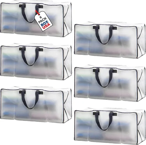 Miniatura 7 de BOX USA Paquete de 4 bolsas de mudanza con asas fuertes y cremalleras, bolsas de embalaje extragrandes resistentes para almacenamiento, cajas