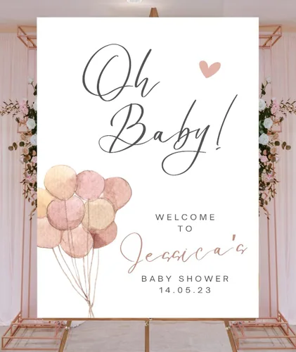 Miniatura 6 de Theme My Party Tablero de bienvenida personalizado para baby shower, tablero de bienvenida para baby shower, letrero de bienvenida personalizado