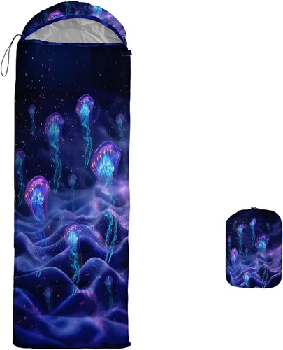 Miniatura 12 de AILONEN Saco de dormir de campamento con escamas de sirena para adultos y adolescentes, ligero y resistente al agua, 3 estaciones, clima cálido