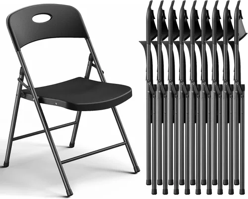 Miniatura 14 de Paquete de 2 sillas plegables, sillas plegables de metal resistente de plástico para exteriores e interiores, portátiles de capacidad de 350 libras