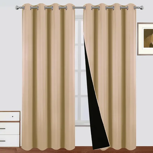 Miniatura 12 de LEMOMO Cortinas 100% opacas de 52 x 95 pulgadas, 2 paneles de oscurecimiento con aislamiento térmico para dormitorio Negro