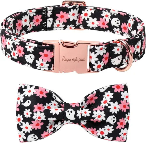Miniatura 20 de Unique style paws Collar de perro para el día de San Valentín con lazo de flores, collar de cachorro de corazón azul, el mejor regalo para niños