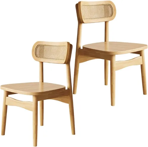Miniatura 11 de YVYKFZD Solid Wood Dining Chairs Set, Armless Kitchen Chairs, Dining Room Chair with Rattan Backrest, Comfy Side Chair, for Living Room, Bedroom