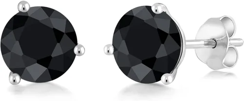 Miniatura 183 de Gem Stone King Aretes de oro de 14 quilates, 0.236 in, piedra natal redonda, Martini, 3 puntas, aretes de oro para mujer