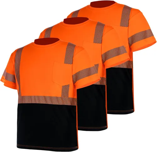 VENDACE 3 piezas de seguridad camisetas reflectantes clase 3 alta visibilidad Hi Vis manga corta construcción trabajo camisas para hombres