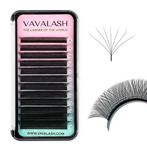 Miniatura 18 de VAVALASH Extensiones de pestañas en forma de W, con abanico prefabricado 3D, rizado D, extensiones de pestañas de volumen fáciles de abanico