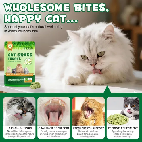 Miniatura 7 de Golosinas de hierba para gatos, golosinas para control de bolas de pelo en interiores, delicioso palo de dentición de hierba para quitar bolas