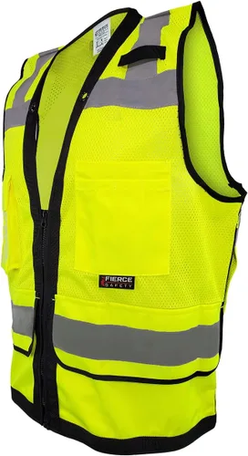 Miniatura 4 de SU300G Surveyors Class 2 Chaleco reflectante verde con bolsillos para tablet Cumple con las normas ANSI/ISEA