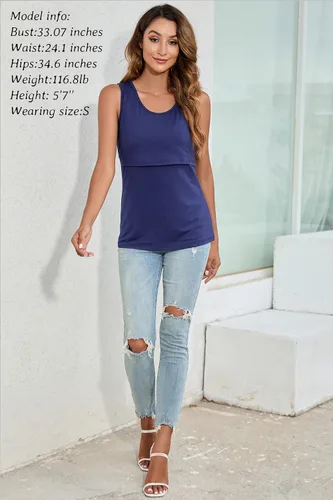 Miniatura 3 de Sosolism Rayon Nursing Tank Top for Breastfeeding Sleeveless Maternity Vest Pregnancy Clothes Maternity 3 Pack
