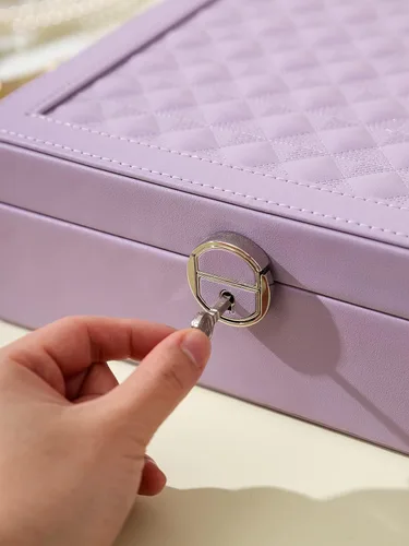 Miniatura 5 de AOSIFIEL Joyero con cerradura para organizador de joyas de viaje con espejo para mujeres, adolescentes y niños, estuche de joyería para estudiantes