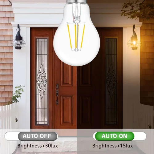Miniatura 2 de FAGUANGAO Bombillas LED A19 del anochecer al amanecer para exteriores, equivalente a 6 W 60 W, 2700 K blanco cálido, 650 lúmenes, bombilla