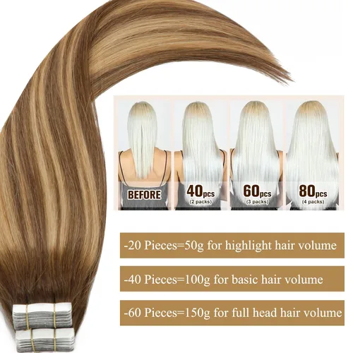 Miniatura 6 de Loxxy Extensiones adhesivas de cabello humano de 12 pulgadas, extensiones de cabello humano real color negro azabache, con cinta adhesiva de trama