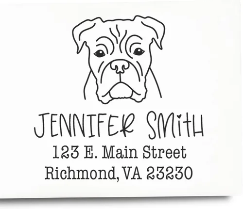 Miniatura 54 de Sello de dirección personalizado Basset Hound – Sello personalizable con nombre y dirección para sobres, ideal para amantes de los perros