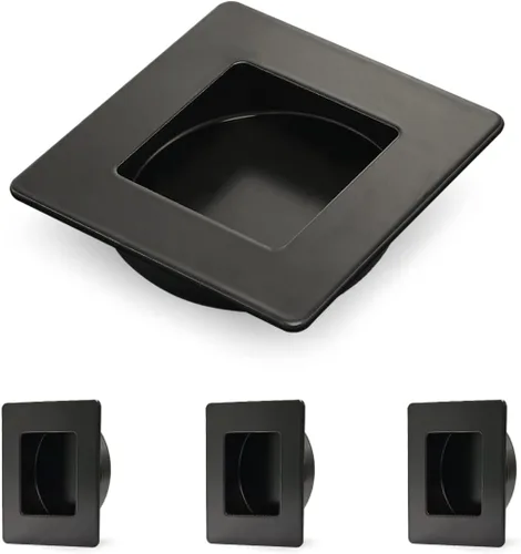 Miniatura 11 de HOMOTEK Paquete de 2 Manijas Redondas Deslizantes para Puerta de Armario Diámetro 2-1/2 pulgadas (65mm) Tiradores Empotrados Negros de Bolsillo
