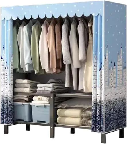Miniatura 12 de large closets Portable Wardrobe Closet All Steel Frame Closet Standing Clothes Closet No Assembly with Cloth Cover Open Wardrobe Closet Space-saving