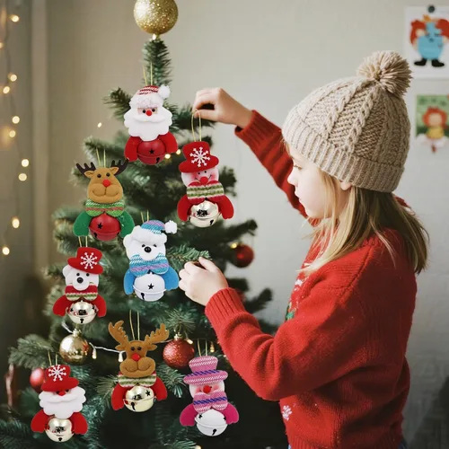 Miniatura 2 de Happy Trees Juego de adornos de felpa para árbol de Navidad para decoración de fiesta en el hogar, muñeco de nieve colgante de Navidad, alce, Papá