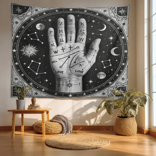 Miniatura 15 de Batmerry Tapiz de geometría sagrada, cubo de metatrones, tapete de pícnic de geometría sagrada, tapiz hippie trippy, arte de pared, decoración