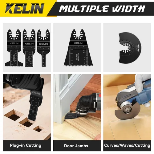 Miniatura 5 de KELIN 118 PCS Juego de Cuchillas Multiherramienta de Corte y Papel de Lija Accesorios de Herramientas Oscilantes Universales Cuchillas de Sierra