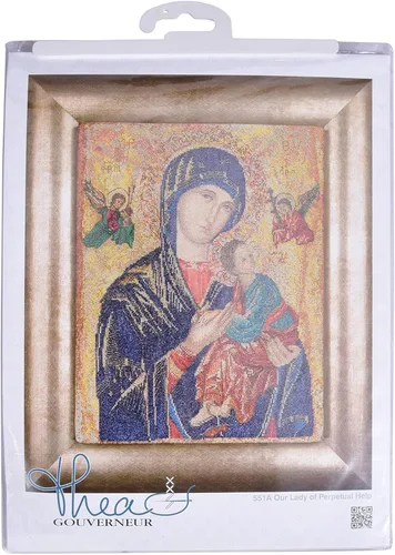 Miniatura 5 de Thea Gouverneur - Kit de punto de cruz contado - Nuestra Señora de la Ayuda Perpetua - Aida - 18 unidades - Kit de bordado para adultos - Hilos