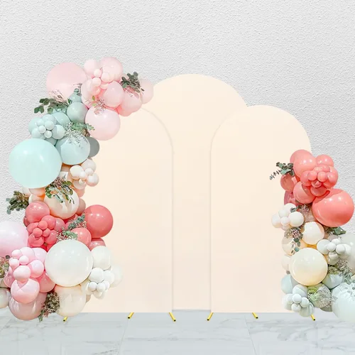 Miniatura 12 de Fundas de arco elásticas de 6 pies, color beige, para bodas, cumpleaños, baby shows, fiestas, banquetes