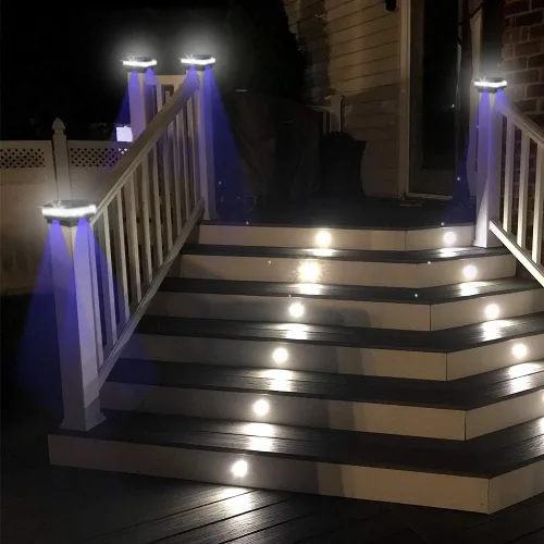 Miniatura 8 de FVTLED Luces solares para exteriores, 52 LED de alto brillo, 6000 K, blanco, IP65, impermeable, para postes de madera de 4 x 4, 5 x 5, 6 x 6