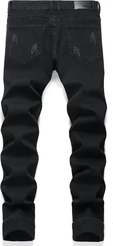 Miniatura 2 de OIIIO Jeans elásticos rasgados de ajuste regular para hombre