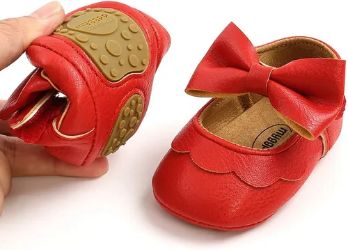 Miniatura 3 de LAFEGEN Zapatos planos Mary Jane para bebés y niñas con Bownot, suela suave, suela suave, piel sintética, recién nacidos, para primeros pasos
