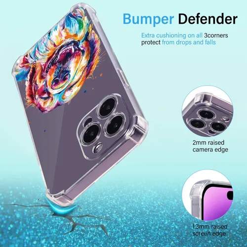 Miniatura 8 de Roemary Buffertech - Funda protectora para iPhone 13 Pro Max con diseño Golden Retriever, diseño de arcoíris con protector de pantalla