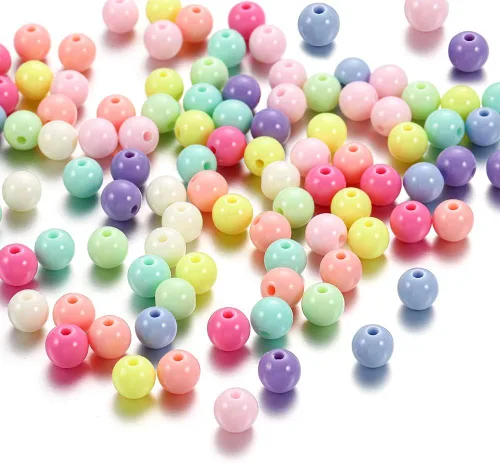 Miniatura 4 de 200 cuentas redondas acrílicas de 0.394 a 0.787 pulgadas (6 a 0.787 in) de color caramelo, cuentas espaciadoras sueltas para manualidades para hacer