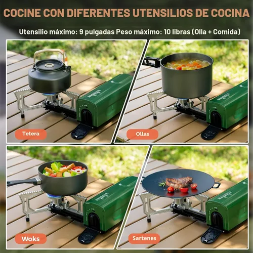 Miniatura 7 de BIG HORN OUTDOORS Estufa de campamento de butano, quemador de gas plegable portátil con bolsa de transporte para camping, uso de emergencia, cocina