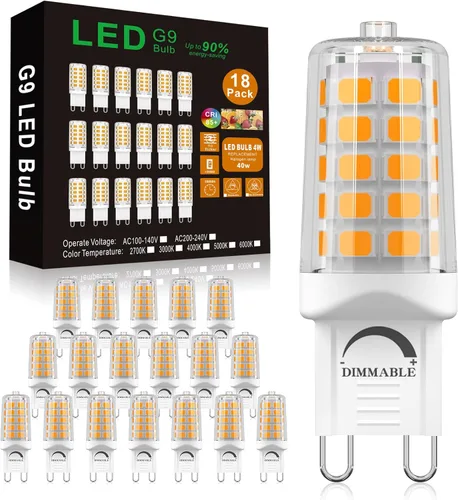 Miniatura 8 de BAOMING Bombilla LED G9 regulable de 4 W, equivalente a halógeno T4 G9 de 40 W, 2700 K blanco cálido suave, 120 V sin parpadeo, iluminación de araña