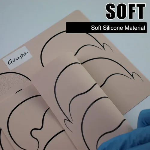 Miniatura 4 de Piel de práctica de tatuajes en el cuero cabelludo, 2 lados, diseño de líneas de cabello, almohadilla de práctica de tatuaje de silicona para hoja