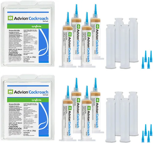 Advion - Cebo de gel para cucarachas, 4 tubos x 1.06 onzas, 4 émbolos y 4 puntas (paquete de 2)