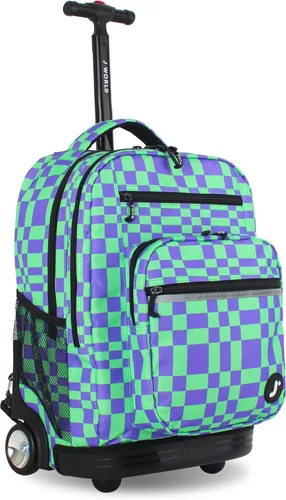 Miniatura 10 de J World Sundance Mochila Rodante para Laptop para Niñas y Niños. Mochila Escolar con Ruedas, Rombos negro, 20 pulgadas