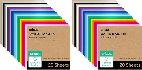 Miniatura 9 de Cricut® Value Iron-On, Muestra de Arcoíris - 30 cm x 30 cm (20 unidades) - Vinilo de Transferencia de Calor HTV