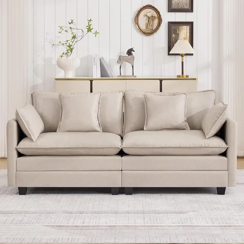 Miniatura 113 de Otomán de Sofá Moderno de Chenille Nube de 35'', Otomán Rectangular para Sofá Seccional Modular, Beige