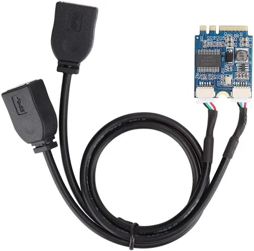 Miniatura 8 de M.2 NGFF a tarjeta elevadora USB, llave A-E a doble puerto USB2.0 tarjeta de expansión de interfaz, adaptador de cable, fácil de instalar y cómodo