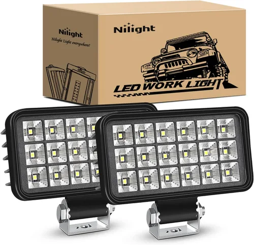 Nilight - Juego de 2 luces de trabajo LED cuadradas de 4.4 pulgadas con interruptor de palanca integrado, lámpara de inundación de 150° de 36 W para
