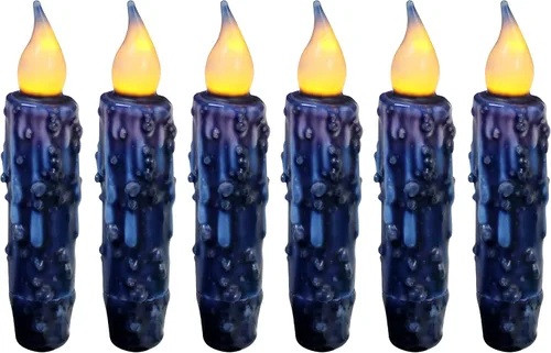 Miniatura 8 de CVHOMEDECO. Velas de cera real sumergidas a mano con temporizador LED con pilas, velas cónicas sin llama primitivas del país, 4-3/4 pulgadas, negro