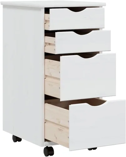 Miniatura 4 de Cómoda de 4 cajones, archivador, gabinete de oficina con cajones, armario móvil de madera con ruedas, organizador de dormitorio, cajones