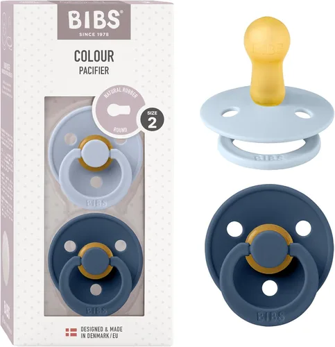 Miniatura 76 de BIBS - Paquete de 2 chupetes Bibs Colour, calmante, libre de bisfenol A, punta redonda, látex de goma natural Noche de vainilla