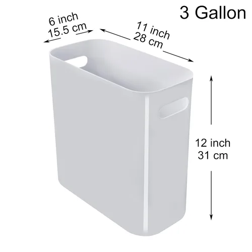 Miniatura 4 de Youngever Paquete de 2 cubos de basura delgados de 3 galones, contenedor de basura de plástico con asas para oficina en casa, sala de estar, sala