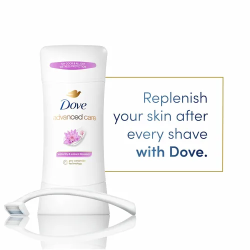 Miniatura 3 de Dove Advanced Care - Desodorante antitranspirante en barra Waterlily & Sakura Blossom 3ct para el cuidado de las axilas con tecnología Pro Ceramide
