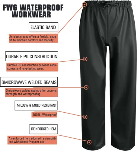 Miniatura 4 de FWG Trajes de lluvia para hombre, impermeables, resistentes, con bolsillos grandes, para todo tipo de clima
