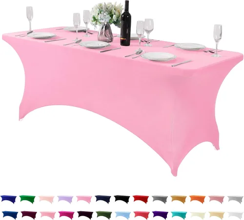 Miniatura 65 de Mantel de elastano para mesas de 4, 6 u 8 pies, mantel elástico universal ajustable para fiestas, banquetes, bodas y eventos - Verde manzana