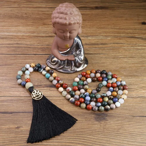 Miniatura 3 de COAI Collar Mala de piedra anudada a mano con 108 cuentas
