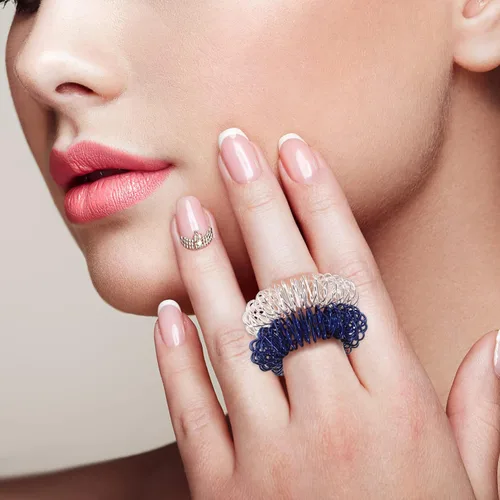 Miniatura 5 de 5pcs Spiky Sensory Finger Massager Roller Silent Toy para masaje de dedos (oro, plata, negro, azul, rojo)