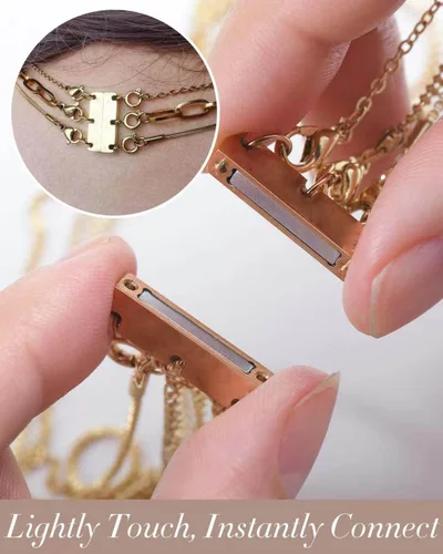 Miniatura 5 de OHINGLT Cierre de collar en capas magnético de oro y plata de 18 quilates separador para capas, múltiples cierres de collar y cierres para mujer